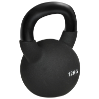HOMCOM Kettlebell, Kugelhantel, 12 kg, mit Kunststoffummantelung, Stahl, schwarz 20 x 13 x 22cm