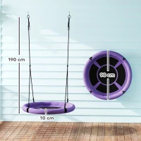 AIYAPLAY Nestschaukel, Runde Gartenschaukel, 150 kg belastbar, höhenverstellbar, Lila(m-3)