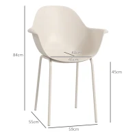 Outsunny Set 4 Scaune din Plastic cu Picioare Antiderapante, 59x55x84 cm, Gri(m-3)