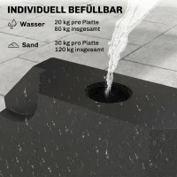 Outsunny Schirmgewicht, 4-tlg. Schirmständer, mit 80 kg Wasser oder 120 kg Sand befüllbar, HDPE, Schwarz, 100 x 100 x 9,5 cm(m-4)
