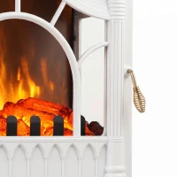 HOMCOM 3-Sided Glass Electric Fire Fan Heater, Electric Fireplace Stove Freestanding Log Burner with Flame Effect, White(m-13)