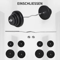 HOMCOM Langhantel Set Kurzhantel einstellbar mit W-förmigen Griffe für Krafttraining 70 kg Metall Schwarz(m-4)