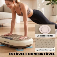 SPORTNOW Plataforma Vibratória com 20 Níveis de Velocidade 3 Programas Ecrã LED Controlo Remoto 46x33x13,5 cm Bege(m-7)