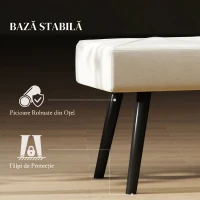 HOMCOM Bancă Tapițată pentru Marginea Patului din Catifea și Oțel, Gri(m-5)