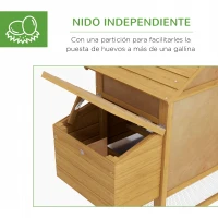 PawHut Gallinero de Madera para Exterior XXL Gallinero con 2 Corrales de Alambre Caja Nido con Techo Abrible Bandeja Extraíble de Metal Galvanizado y Rampa 151,5x54x87 cm Natural(m-6)