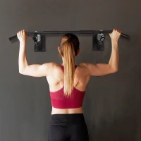 HOMCOM Klimmzugstange zur Wandmontage oder Deckenmontage bis 150 kg belastbar, Multifunktionale Pull Up Bar mit rutschfest Griffe, Ösen sicher stabil Klimmzug Stange für Fitness Zuhause, Stahl Schwarz(m-10)