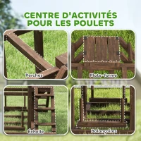 PawHut Aire de jeux en bois, Perchoir en bois pour poule, avec balançoire, échelle, plateformes, 82 x 60 x 55 cm, marron(m-4)