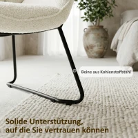 HOMCOM Moderner Akzentstuhl, Sherpa-Fleece gepolsterter Sessel mit breiter Rückenlehne und Stahlbeinen, einfache Montage, Weiß(m-7)