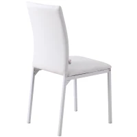 HOMCOM Conjunto de 4 Cadeiras de Sala de Jantar, Cadeiras Modernas para Cozinha, Encosto Alto com Costuras Decorativas em Forma de Diamante, Estofadas em Pele Sintética, Pernas de Aço, Suportam até 120 kg, Branco(m-7)