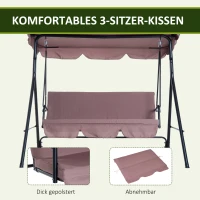 Outsunny Hollywoodschaukel Gartenschaukel, 3-Sitzer mit Dach, Altrosa(m-6)