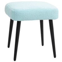HOMCOM Hocker, Fußstütze, gepolsterter Sitz, Kaschmir-Optik, Stahlbeine, 42 x 42 x 44 cm, Hellblau(m-11)
