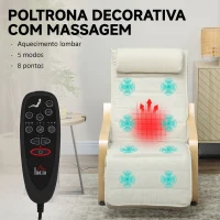 HOMCOM Poltrona de Linho com Massagem e Aquecimento, Apoio para os Pés Ajustável, Encosto Alto, Apoio de Cabeça, Comando e Bolso(m-4)