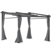 Outsunny Pergola, inklusive Befestigungsmaterial, ausziehbares Dach, 2.,97 m x 2,95 m x 2,3 m, Dunkelgrau(m-1)