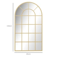HOMCOM Wandspiegel, Fenster-Design, Flurspiegel, Metallrahmen, 110 x 65 cm, Gold(m-3)