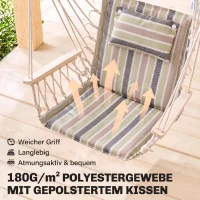 Outsunny Hängesessel mit Querstrebe und Kissen, Hängestuhl, hängesitz,h ängeschaukel, Leicht zu tragen, einfach verpackung und Aufbewahrung, bis 100 kg belastbar, mehrfarbig 100 x 106 cm(m-5)