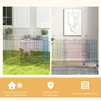 PawHut Freilaufgehege, Welpenauslauf, modulares Design, verriegelbar, Metall, Ø120x60H cm, Bunt(m-7)