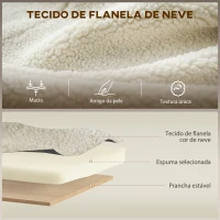 HOMCOM Cadeira de Baloiço com Almofada Lombar Estofada em Franela Neve Encosto Alto Base em Madeira e Bolsos Laterais Creme(m-6)