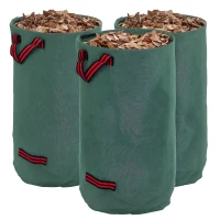 Outsunny Gartensack 3x120L wasserdicht Gartenabfallsack mit Griffe, stabil Laubsack UV Schutz Grün(m-12)