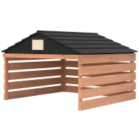 Outsunny Mähroboter Garage Holz Überdachung mit Satteldach wetterfest Garage für Rasenmäher Unterstand 79 x 74 x 54 cm Rotbraun(m-11)