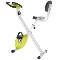 HOMCOM Heimtrainer Fahrradtrainer klappbar Magnetisch Hometrainer Fahrrad mit LCD Monitor, 8 stufig einstellbarem Magnetwiderstand Räder, Leise Platzsparend Fitnessbikes für Zuhause Gelb+Weiß(m-11)