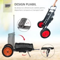 SPORTNOW Carucior de plaja pliabil, carucior de plaja din aluminiu cu roti mari de 30 cm pentru orice teren si maner telescopic, utilizare in gradina pentru cumparaturi in camping(m-4)