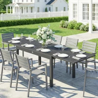 Outsunny Mesa de Jantar Exterior Extensível 135/270 cm para 6-10 Pessoas de Alumínio com Tampo de Ripas Cinzento Escuro(m-11)