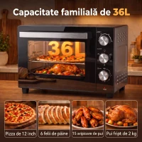 HOMCOM Cuptor electric 1500W 36L, max. 230°C, timer 60 min, grătar, tavă și mâner pentru tavă(m-5)