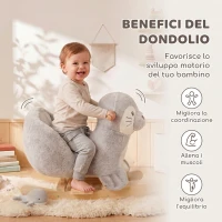AIYAPLAY Cavallo a Dondolo per Bambini 1-3 Anni a Forma di Foca con Suoni Realistici, Cintura di Sicurezza, Grigio(m-4)