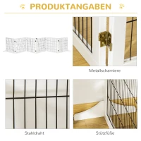 PawHut Absperrgitter für Hunde, klappbar, 432 x 36 x 70 cm, Kiefernholz, Weiß(m-7)