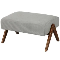 HOMCOM Apoio para Pés Estofado em Veludo Otomana Retangular com Assento Almofadado e Pés de Madeira 69x47x36 cm Cinzento Claro(m-11)