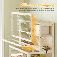 PawHut Hamsterkäfig, 3 Ebenen, Hütte, Zubehör, 100 x 50 x 84 cm, für mehrere Kleintiere, Holz, Kunststoff(m-7)