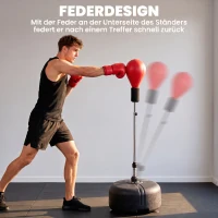 HOMCOM Punchingball-Set, Box-Trainingsset, 136-154 cm höhenverstellbar, mit 1 Paar Handschuhe, Geeignet für Profis und Anfänger(m-6)
