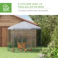 PawHut Enclos poulailler extérieur 5 m² parc grillagé dim. 2,8L x 2,45l x 2,46H - espace couvert - 5/8 poules(m-5)