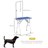PawHut Haustier-Pflegetisch, zum Frisieren, Bürsten, Waschen von Haustieren, Metall, Blau(m-3)