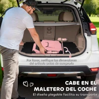 PawHut Transportín para Perros Plegable 60x41,5x41 cm con Ventanas de Malla Cojín Suave y 2 Asas para Mini Perros y Gatos Rosa(m-5)
