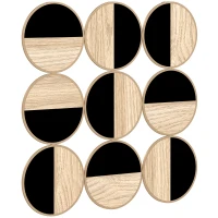 HOMCOM Décoration murale en métal, sculpture murale en métal, design unique à plusieurs disques, 60 x 60 cm, naturel et noir(m-12)