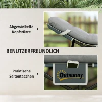 Outsunny Feldbett faltbar Campingbett mit Matratze Kopfkissen Seitentasche 185 x 68 x 37 cm bis 150 kg Hellgrau(m-5)