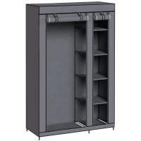 HOMCOM Guarda-roupa de Tecido Salva-Espaço com Barra para Cabides e 5 Prateleiras, 110x45x175 cm, para Quarto, Cinza(m-1)