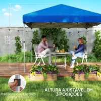 Outsunny Tenda Dobrável Pop-up 3x3 m com 2 Laterais Anti-UV Altura Ajustável Sacos de Areia e Saco de Transporte Azul(m-6)