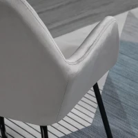 HOMCOM Cadeira de Sala de Jantar Estofada em Veludo com Base Metálica Cruzada Cadeira de Leitura 60x56,5x85 cm Cinza(m-8)