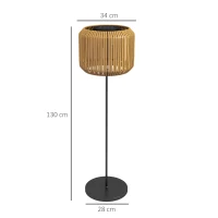 Outsunny Rattan Außenleuchte, Solar Gartenlampe, Einschaltautomatik, LED, wetterfest, Metallrahmen, Ø34 x 130cm, Schwarz/Gelb(m-3)