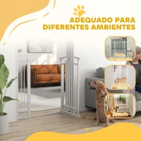 PawHut Barreira de Segurança para Cães com Largura Ajustável 76-104 cm 2 Extensões para Escadas e Portas 76-104x104 cm Branco(m-9)