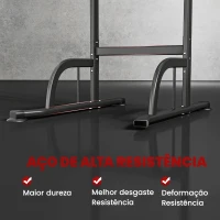 HOMCOM Barra de Exercícios com Altura Regulável Estação de Fundos Resistente para Ginásio em Casa Treino de Força Preto(m-6)
