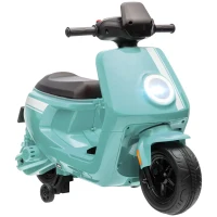 AIYAPLAY 6V Elektro-Motorrad für Kinder, mit Scheinwerfer und Musik, Vor- und Rückwärtsgang, Trainingsräder, 18-36 Monate, Grün(m-1)
