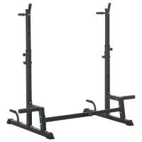 HOMCOM Hantelständer Multi-Funktions Langhantelablage Hantelablage höhenverstellbar Langhantel Krafttraining bis 150 kg belastbar Barbell Rack Stahl Schwarz(m-11)