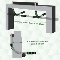 HOMCOM Barra de Elevações Multifuncional de Parede com Pegas Antideslizantes Carga 110 kg Cinzento e Preto(m-5)