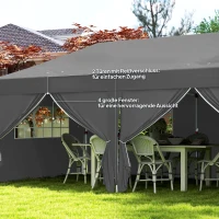 Outsunny Pavillon ca. 6x3m Stabil Winterfest Pop-up Faltpavillon mit Fenster Reißverschlusstür Seitenteilen UV Schutz(m-7)