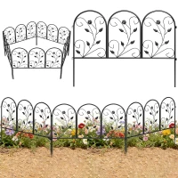 Outsunny Gartenzaun Zaun aus Metall 80 x 60 cm Dekorativer Gitterzaun Set mit Fuß für Garten Blumenbeete Tierbarriere Schwarz(m-12)