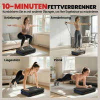 SPORTNOW Vibrationsplatte Rüttelplatte mit 120 Intensitätsstufen 5 Vorprogramm LED-Lichtern Widerstandsbänder Rutschfest(m-6)