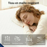 HOMCOM Matelas 160x200cm, matelas 2 personnes, mousse à mémoire de forme au thé vert, housse amovible lavable, fermeté moyenne(m-4)